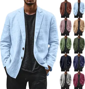 Worsted Men's Leisure Suit Jacket Single Breasted Two Button Lightweight Breathable Knitted Digital Printed Polyester/Cotton