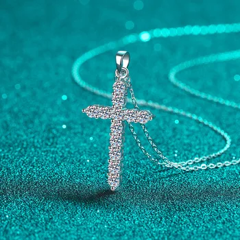 Original make simple pendant S925 sterling silver jewelry hiphop rap with bling shine moissanite cross pendant for necklace gift