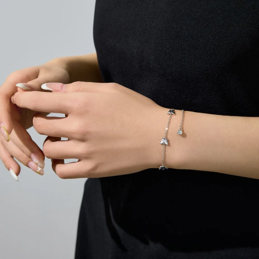 KAKODIY exquisite design rhodium plated 925 Sterling Silver chain glossy multiple butterfly pendant women's jewelry bracelet detail 1