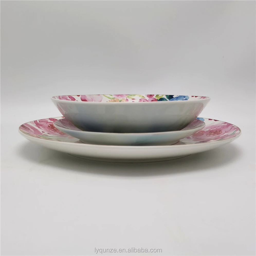 20pcs Luxury Royal Red Rose Flower Decal Design Porcelain Dinner Set Fine China Dinnerware Sets