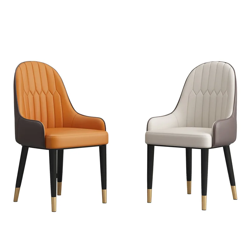 HANYEE Modern Simple Dining Chair PU Leather Wooden Seat Rattan Metal Frame Pineapple Back Table Home Office Coffee Shop