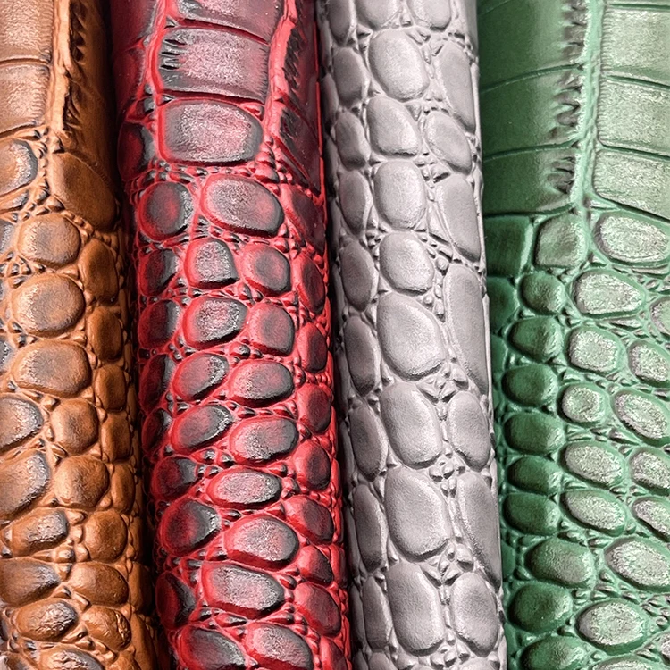 Two Colors Customized Embossed Crocodile PVC Synthetic Faux  Leather Water Resistant for Bags