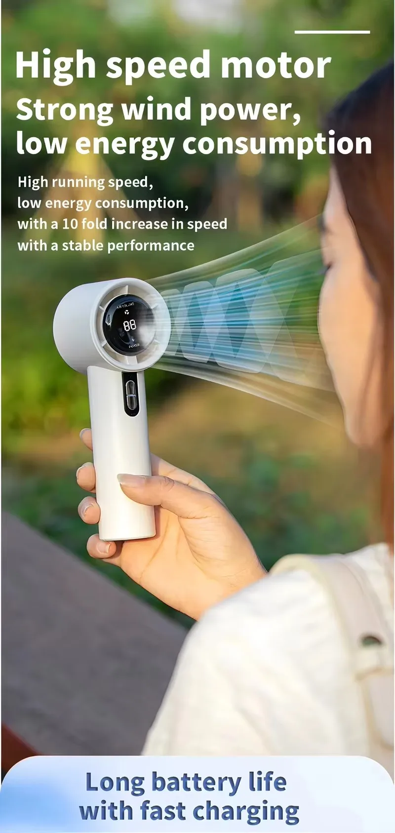 Electric Handheld Mini Fanoutdoor, 100-Speed, USB - detail 10