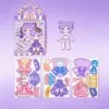 Adesivi magnetici morbidi Principessa Viola, 1 libro - 1 principessa - 9 outfit