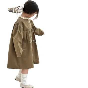 2025 Summer Korean Style Mid-Length Lace Princess Dress for Girls High-End Windbreaker with Print Pattern Small MOQ