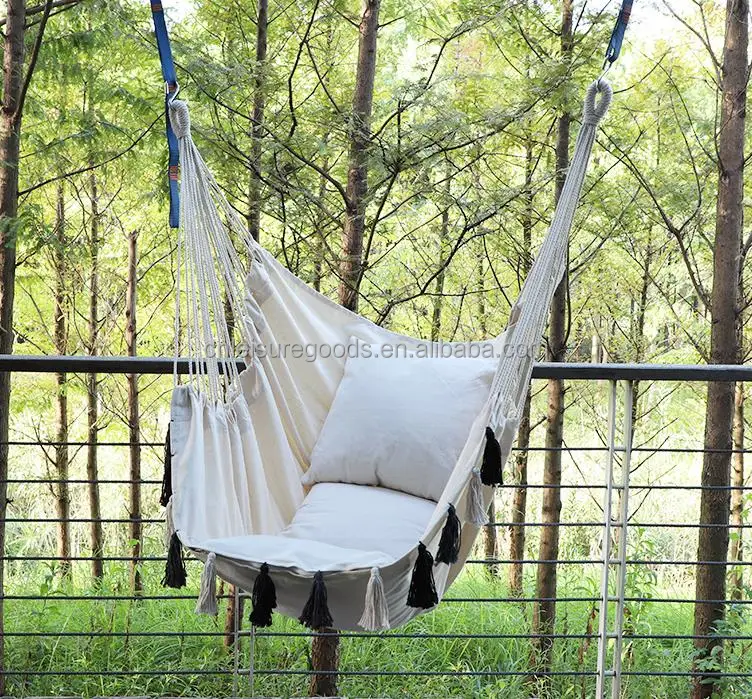 Uplion Outdoor Handmade Cotton Hammock With Tassel Camping Hammock ...