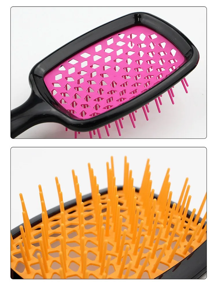Hot Sale Multicolor Hollow Out Hair Comb Wet and Dry Detangling Hair Brush Scalp Massage Vent Hair Brush