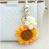 Porte-clés fleur au crochet tournesol jaune