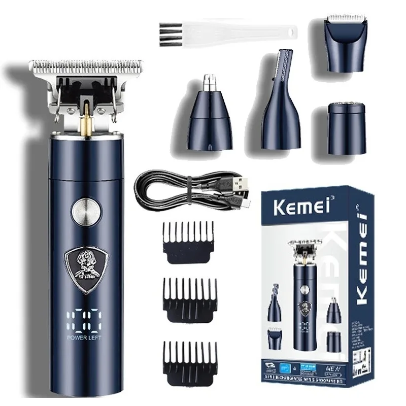 5 In 1 Cordless Electric Hair Trimmer Set Hair Shaver Nose Trimmers Kit KM-257 Hair Trimmer Clipper Set For Men