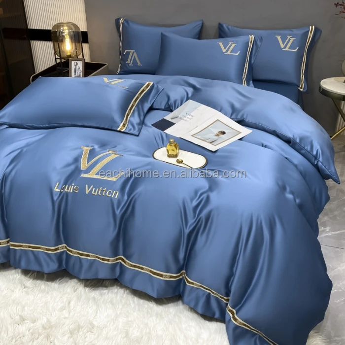 New Light Luxury Washed Cotton Silk Embroidery Four Pieces Bedding Set ...