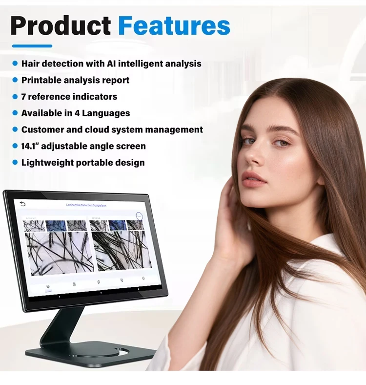 Skin SPA Treatment Hair Scalp Analyzer Multi Functional Hair Tester Detector Analysis for Skin Hair Care Hair Follicle Scanner