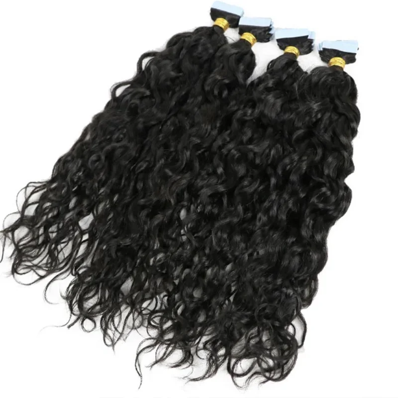 Extension per capelli umani con nastro a onde sciolte, 100 g, 40 pezzi, colore naturale brasiliano Remy_voghion.com