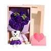 7 roses bouquet bear-purple