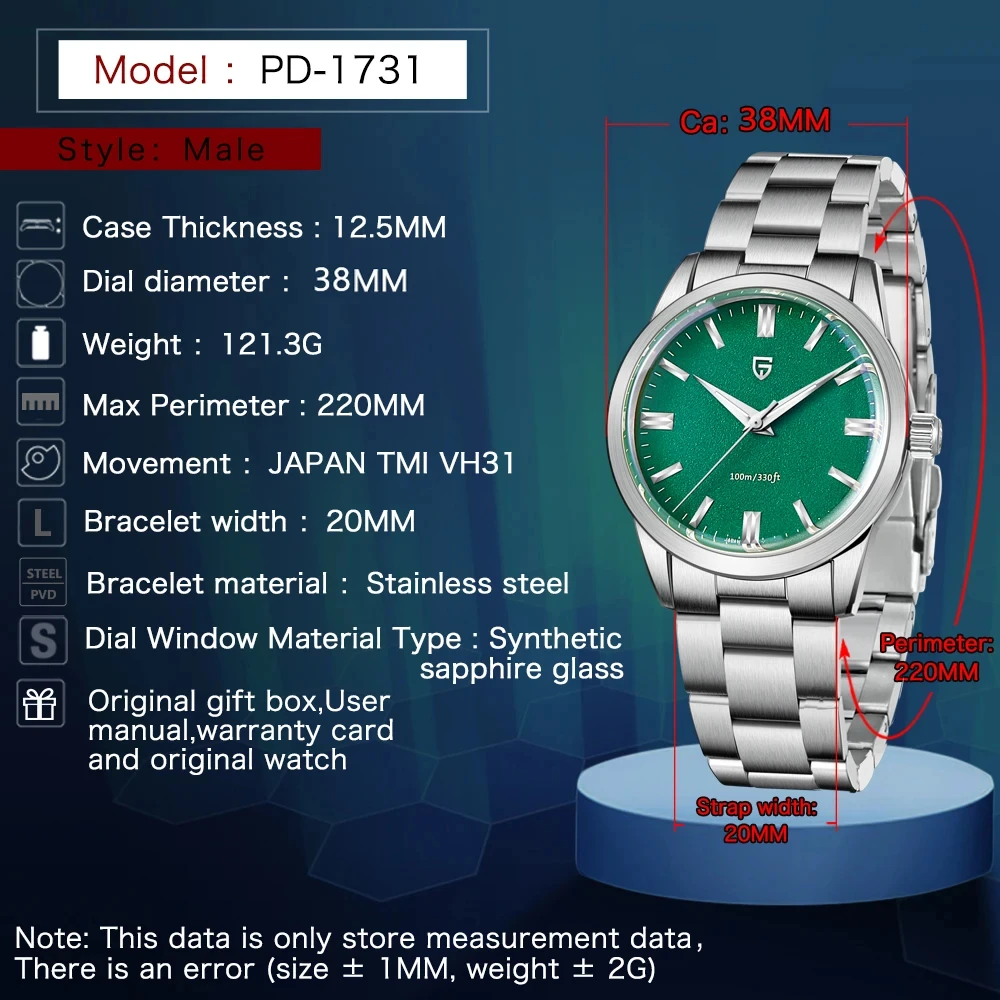 PAGANI DESIGN パガーニ PD-1731 VH31搭載 美品 Pagani Design PD-1731 Men's 38mm Seiko VH31 Chronograph