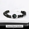 Natural Black Obsidian Natural Violet Amethyst Bracelet