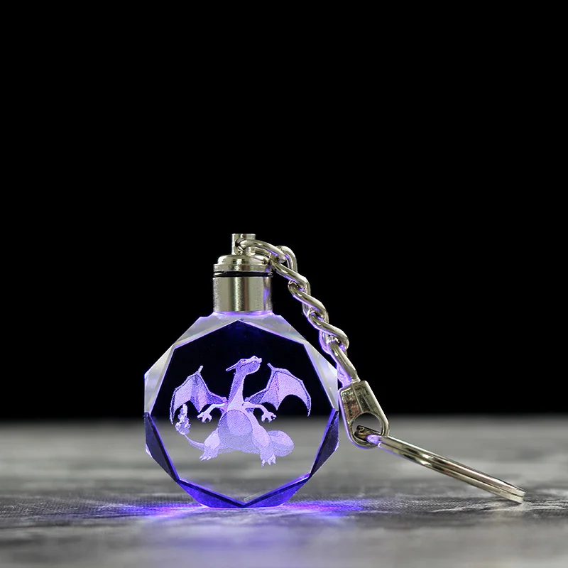 Оптовая продажа, брелки со светодиодной подсветкой в виде покемона с лазерной гравировкой