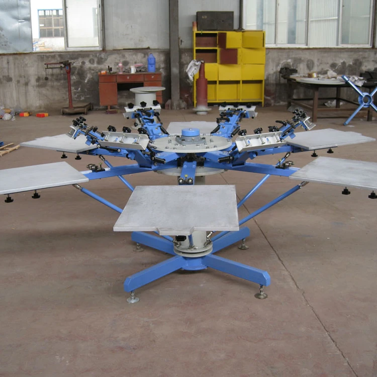 Full Sets of Manual 6 Color 6 Station t Shirts Rotary Screen Printing Machine with Dryer