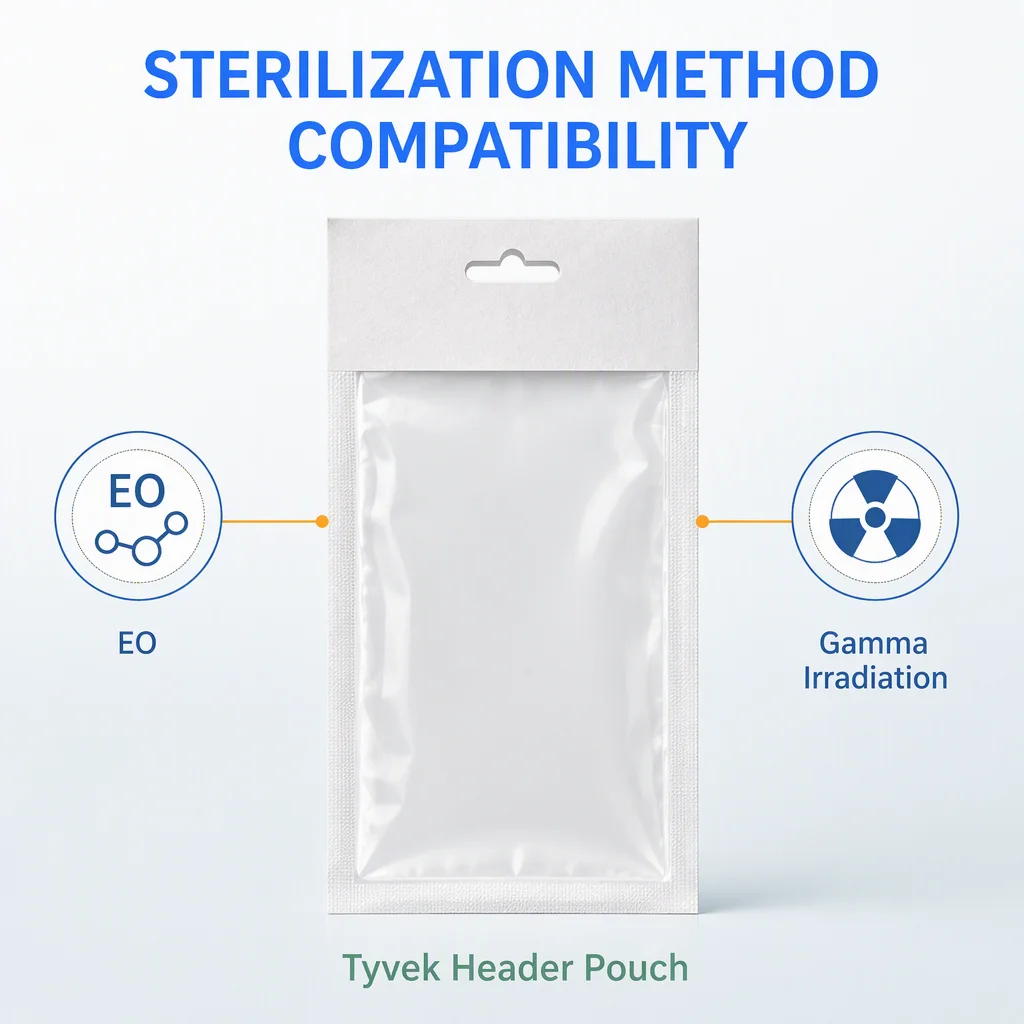 Custom Printed Tyvek Header Pouch Compatible with EO & Gamma Sterilization