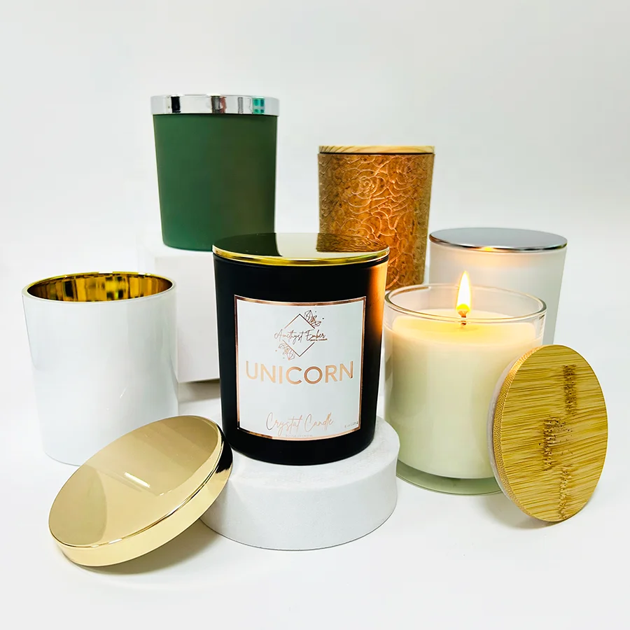 Custom Paper Container Candle Jars Ideas Luxurious Eco Friendly Candle jars with lid and Boxes Packaging details