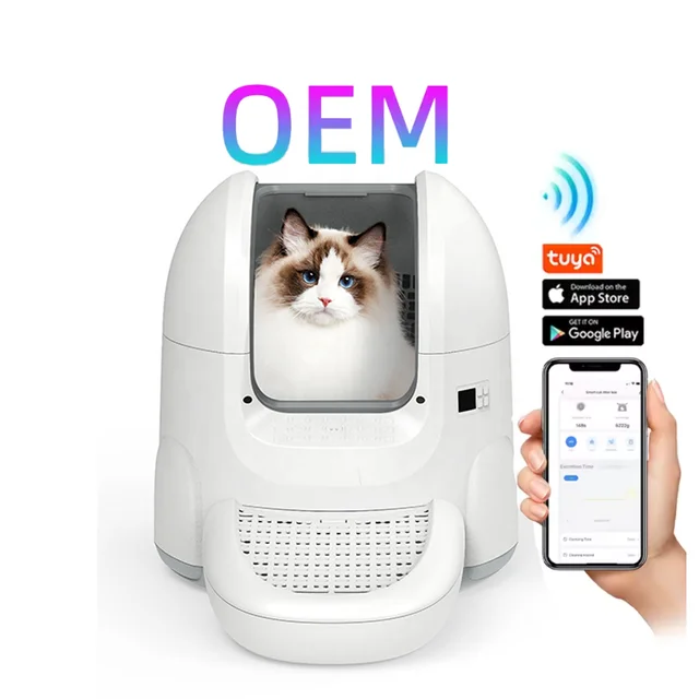 Large Space Smart Splash-proof Fully automatic Robot Self-cleaning Cat Litter Box Toilet With APP Remote Control
