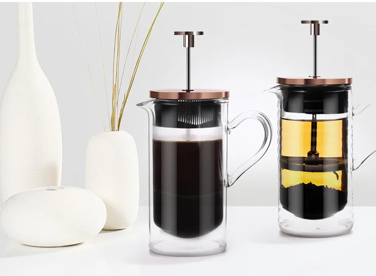 Pyrex Borosilicate Double Wall Glass French Press Coffee Pot with