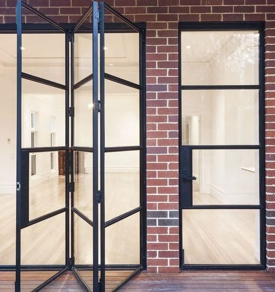 Customized Iron French Doors Modern Folding Door Steel Accord Door