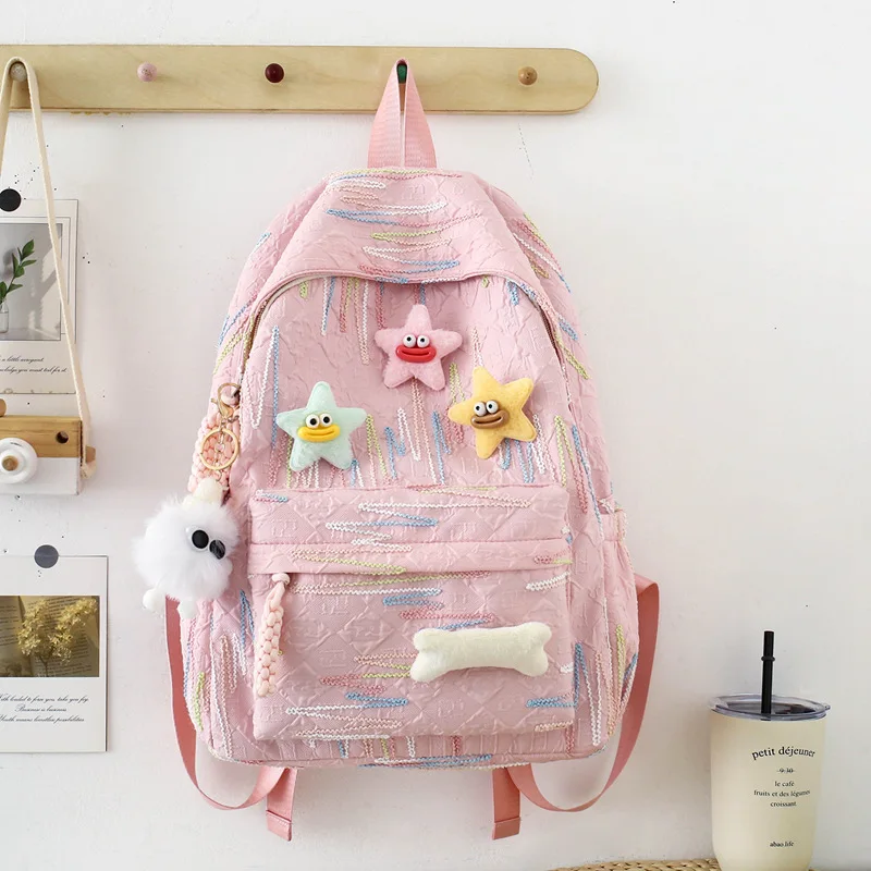 Customized Besder Solid Color Casual Bag Middle School Student Backpack Unisex Backpack