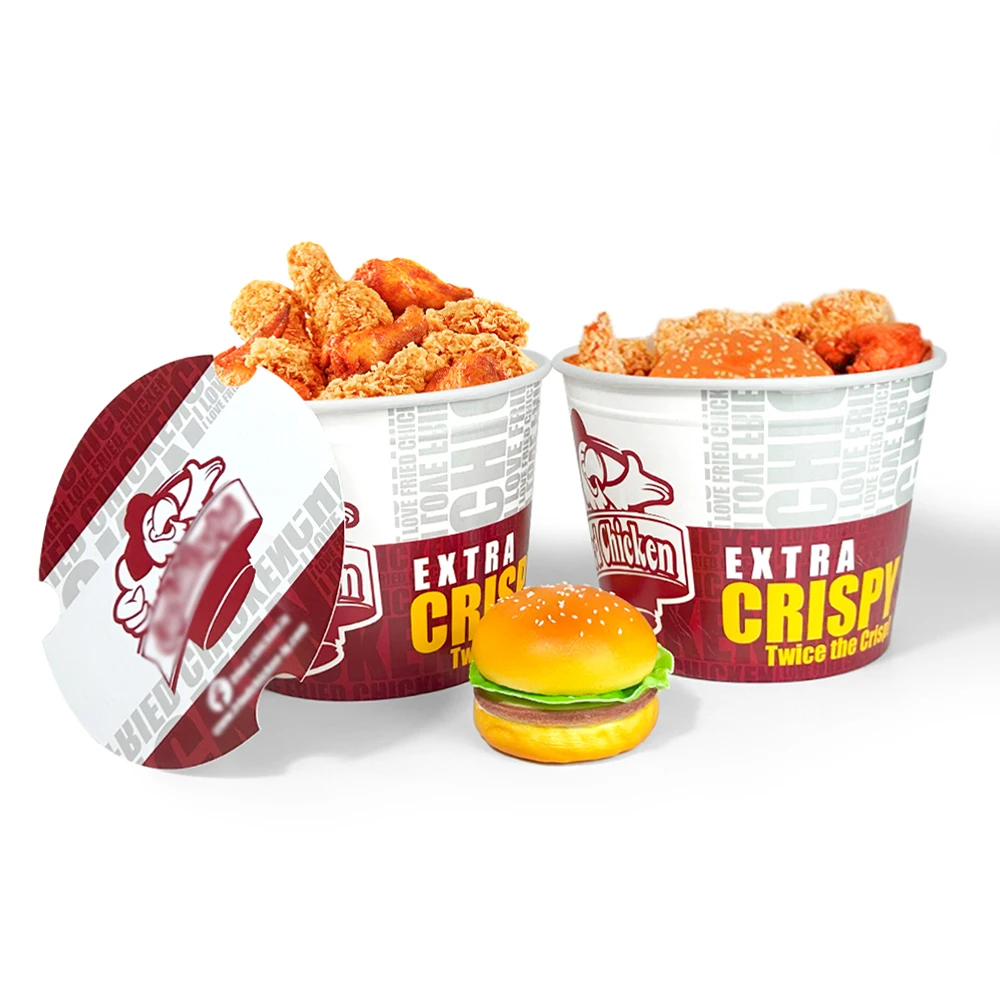 64oz Paper Bucket Custom Printing Fast Food Packing Paper Fried Chicken Bucket