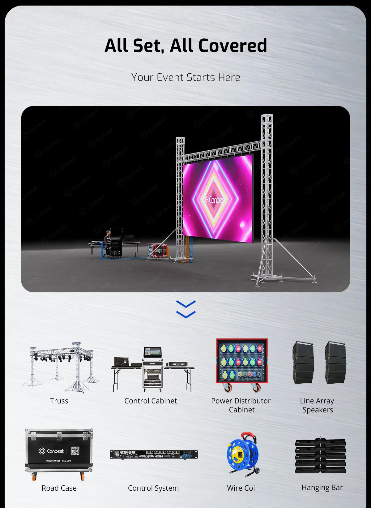 Canbest XS P2.6 P3.91 10ft X 12ft Outdoor Waterproof Rental Video Wall Exterior Stage Display Panel Screen Pantalla Led