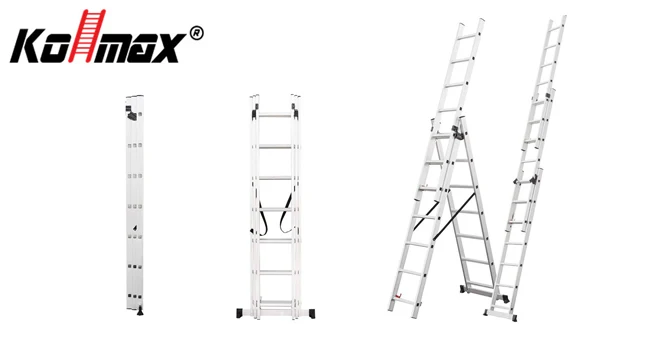 Aluminum 3 Section Extension Ladder With EN131 Household Factory Warehouse Roof
