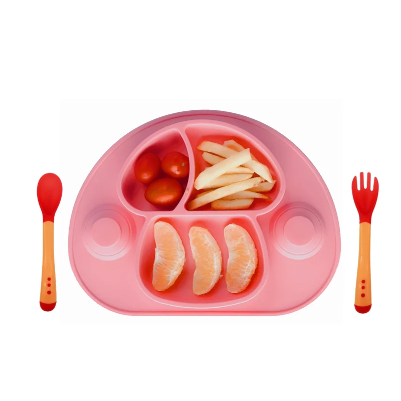 Color Changeable Feeding Training Baby Feeder Silicone Spoon and Fork Set