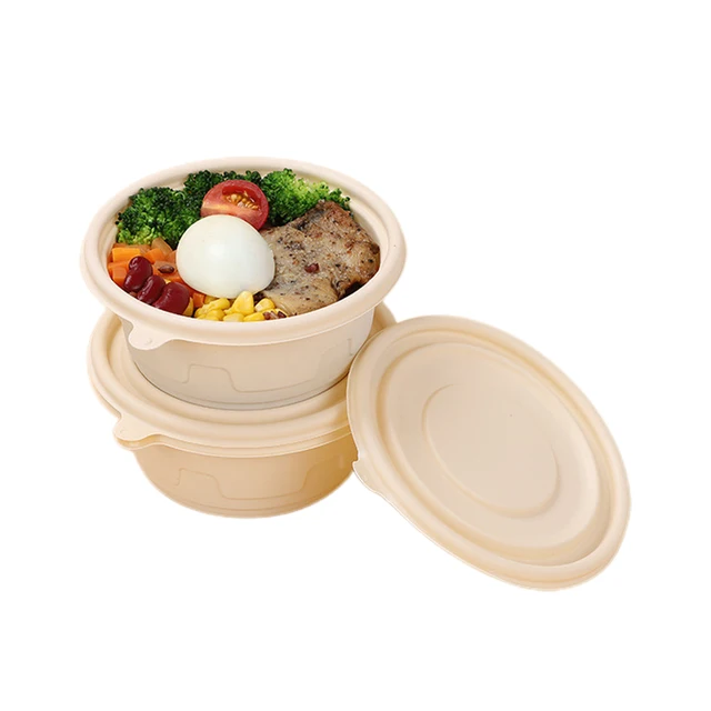 Biodegradable Cornstarch 1250ml Eco-friendly Recyclable Food Grade Disposable Hot Soup Salad Bowls Take Away Soup Containers