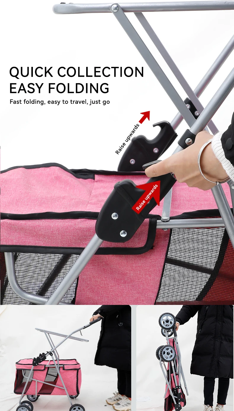 Double Pet Shopping Cart Camping Shopping Cart Large Capacity Portable Storage Folding supplier