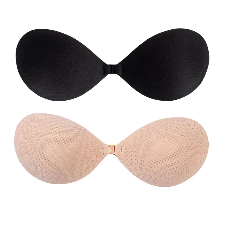 Women's Breathable Invisible Reusable Stick-On Bras Backless Solid Pattern Push-up Strapless Adhesive Bra for Dress Logo on Cup Women's Breathable Invisible Reusable Stick-On Bras Backless Solid Pattern Push-up Strapless Adhesive Bra for Dress Logo on Cup