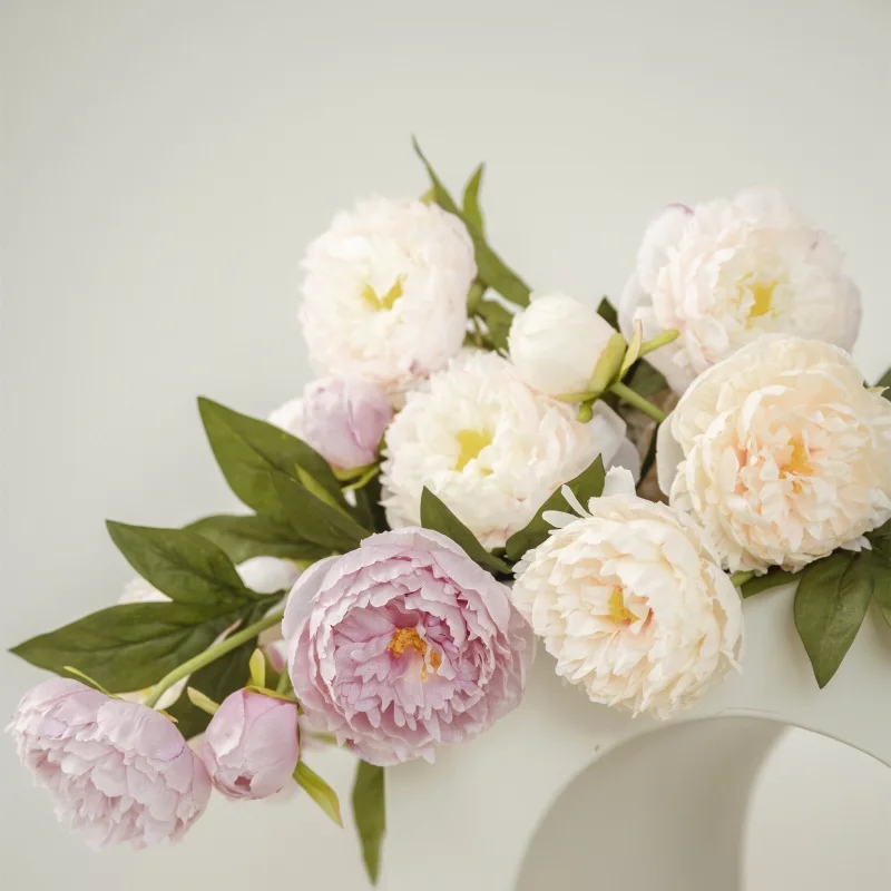 Wholesale High Quality 3 Heads Artificial Silk Peony Flowers For