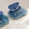 6 compartments transparent blue