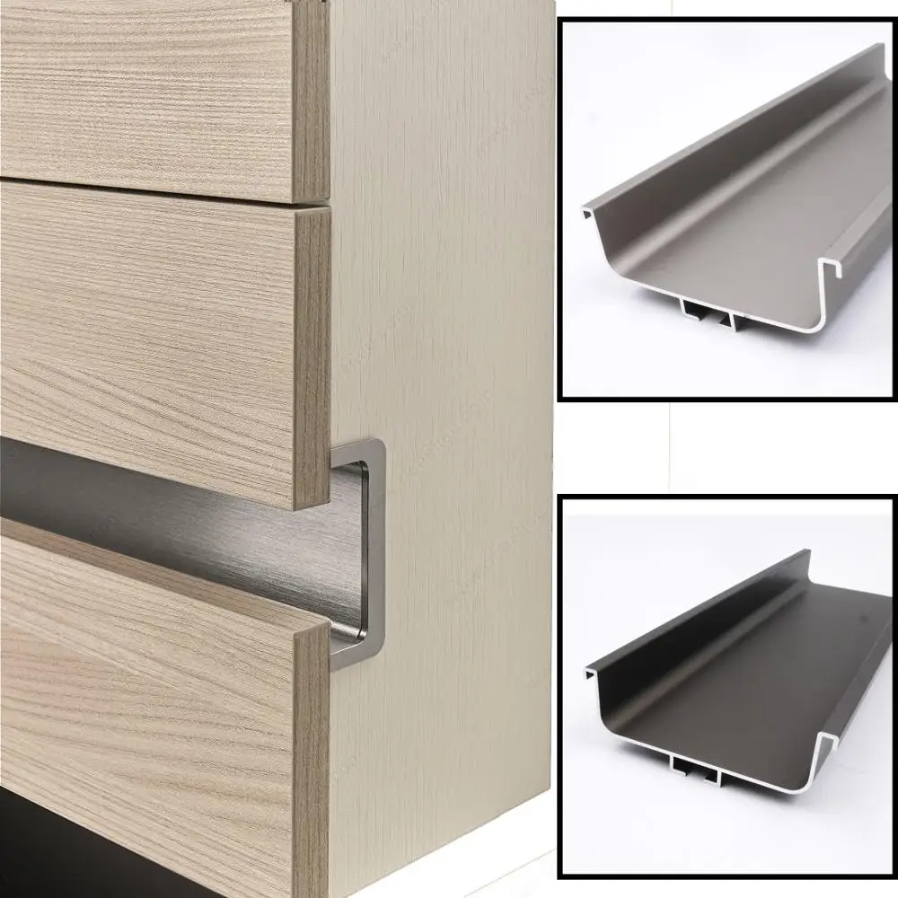 LENWA ALUMINIUM Horizontal Gola Profile Handle and Gola Recessed Vertical Double Grip Profile