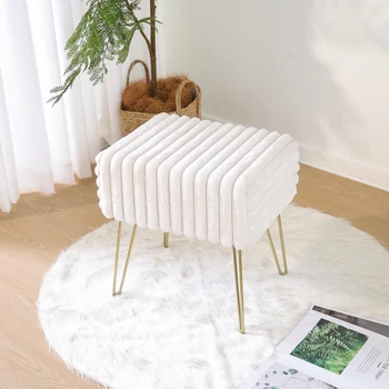Makeup Stool with 4 Metal Legs for Room Living Room Bedroom Small Ottoman Stool