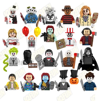 2025 Halloween Cartoon Mini Figures Building Blocks Thriller Movie Characters Series Unisex Educational DIY Block Toy for Kids