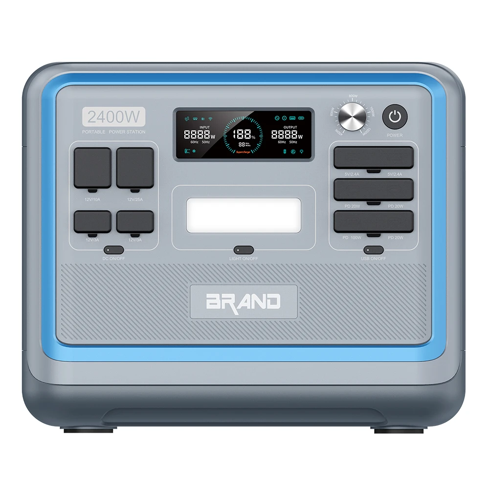 Continuous Output Power 2400W 2048Wh Portable Power Station LiFePO4 Battery Solar Generator