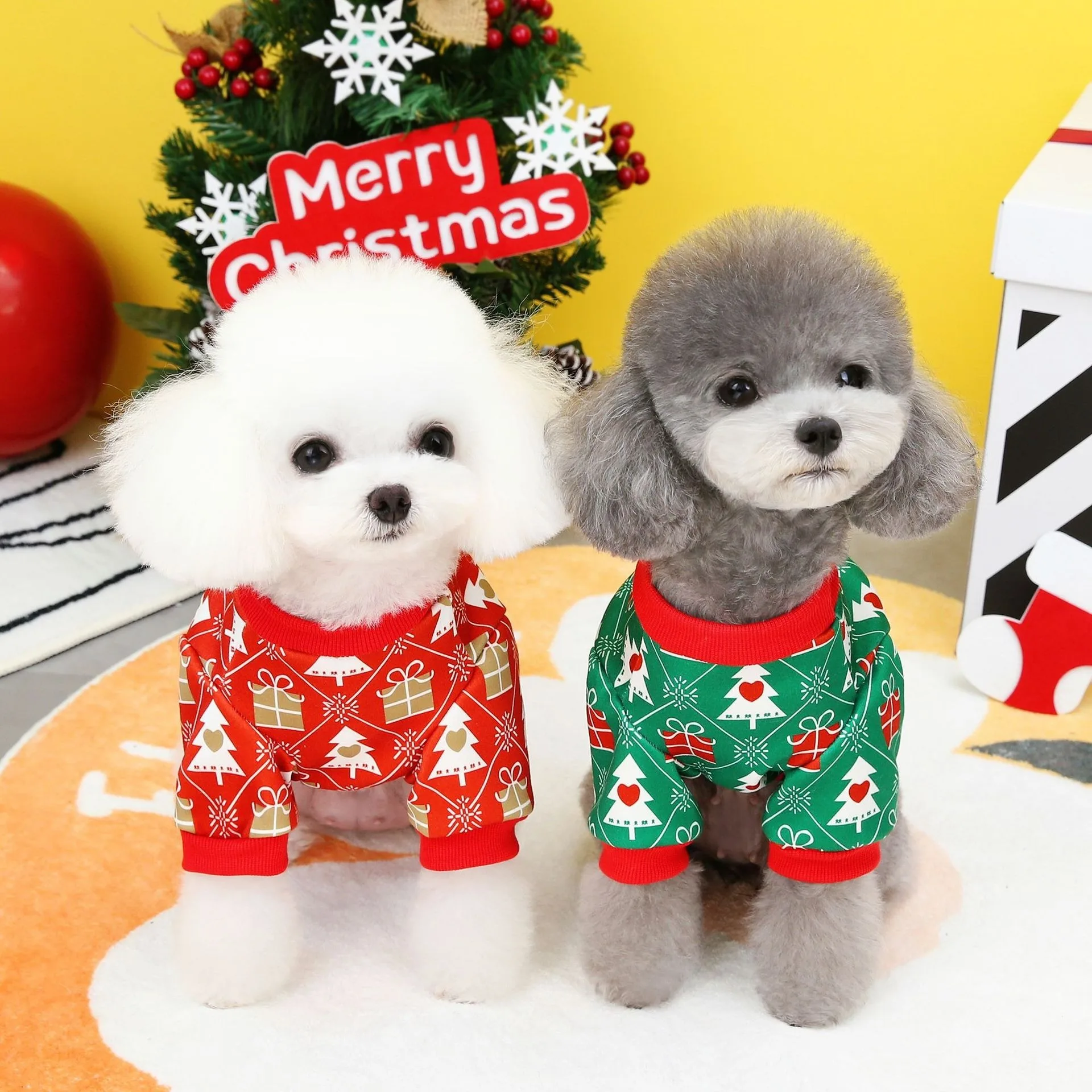 christmas dresses dogs Candy Canes Dog Dress This classy suede dress is pawfect for your pet to play the part as Mrs New Pet Christmas Dresses for