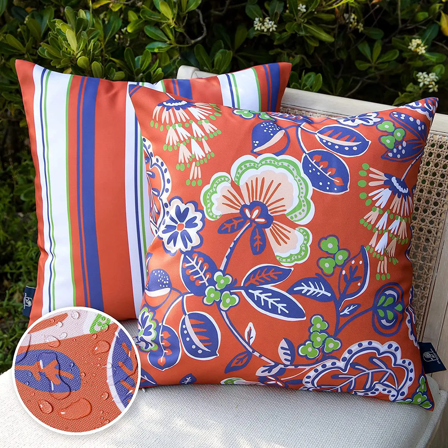 Top Quality Square Outdoor Cushion Waterproof Style Pillow Cover with Floral and Geometric Patterns for Camping details