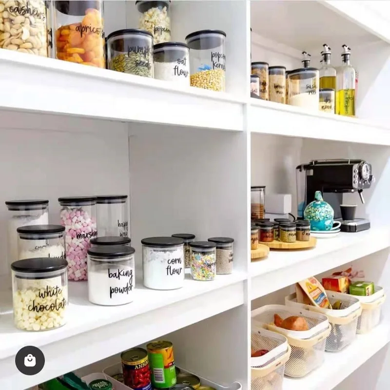 kitchen Storage glass jar with Black bamboo lid Glass container with lid.jpg