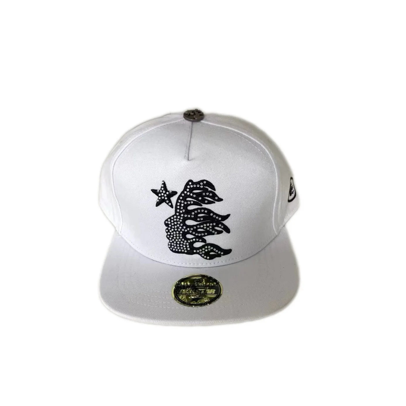 Hellstar Studio Rhinestone-Embroidered Cotton 6-Panel Baseball Cap | Mens/Womens Unisex Sports Hip-Hop Adjustable Snapback