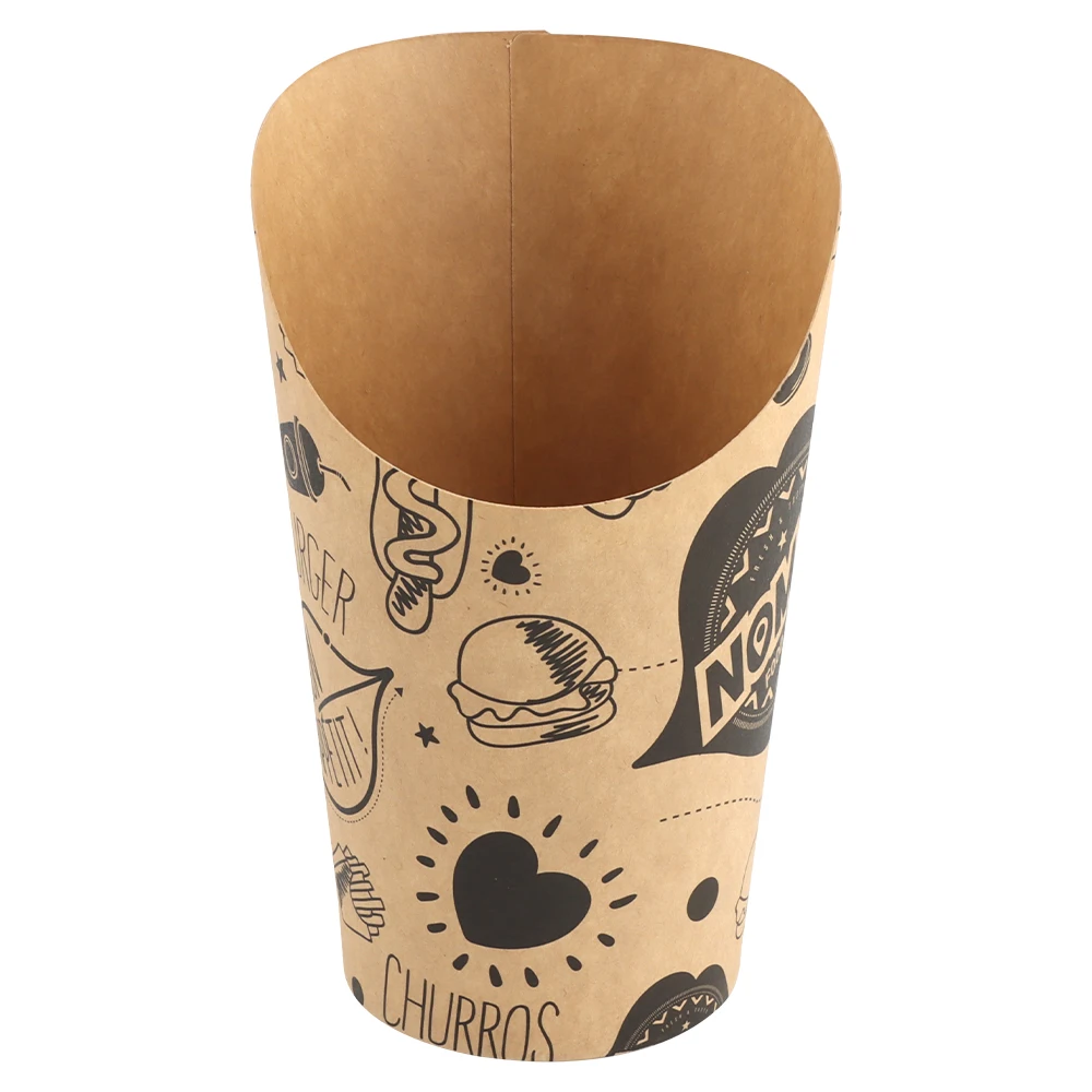 Customized disposable chicken chips salad french fries serving packaging charcuterie Slanted Kraft Paper cups