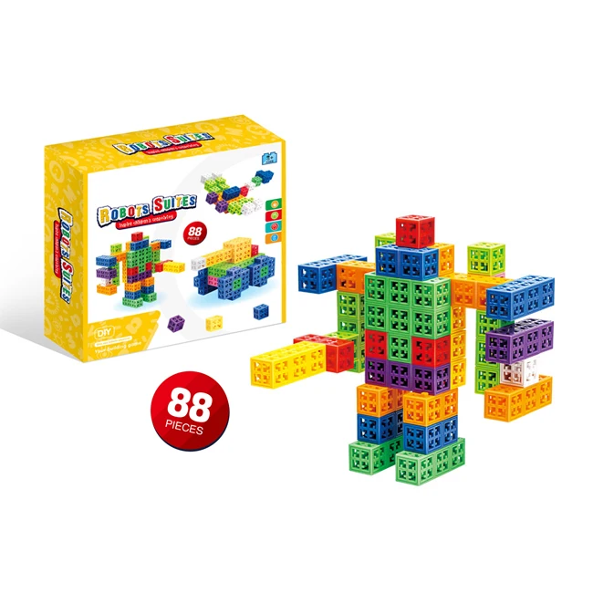 DIY square Block Toys Puzzle Game 88pcs Kids Toy of Intellectual Building Stacking Blocks