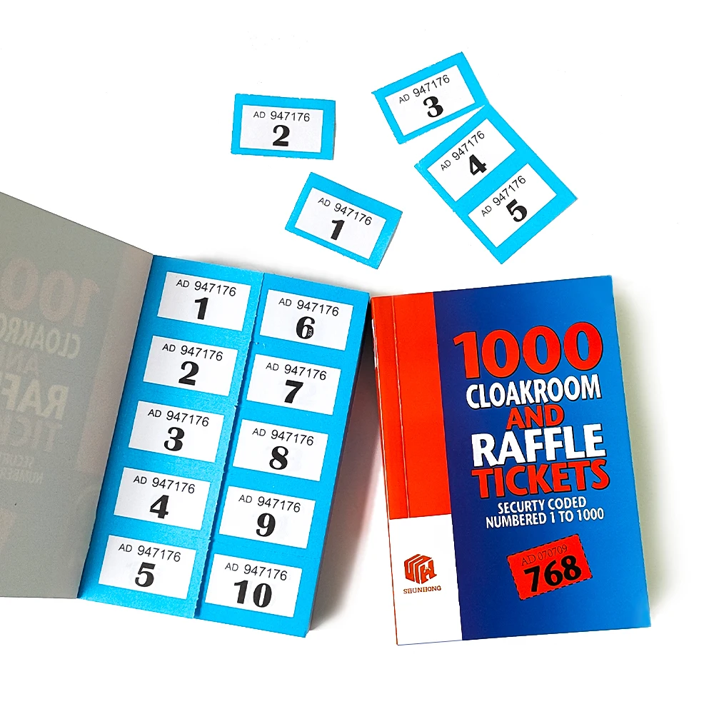 High Quality Printing Raffle Tickets and Cloakroom 1000 Numbered Custom Lucky Raffle Ticket Book