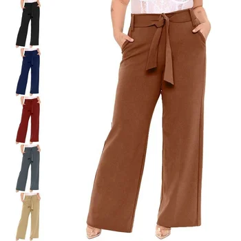 Women's pleated waist Slacks The latest women's pants Summer casual manufacturers custom comfortable high stretch waist pants