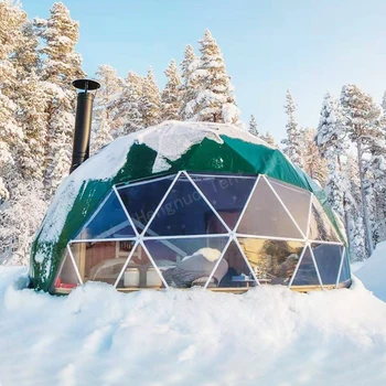 Luxury Snow Prefab House Geodesic Dome Hub Winter Camping Tent Family Glamping Home For Resort