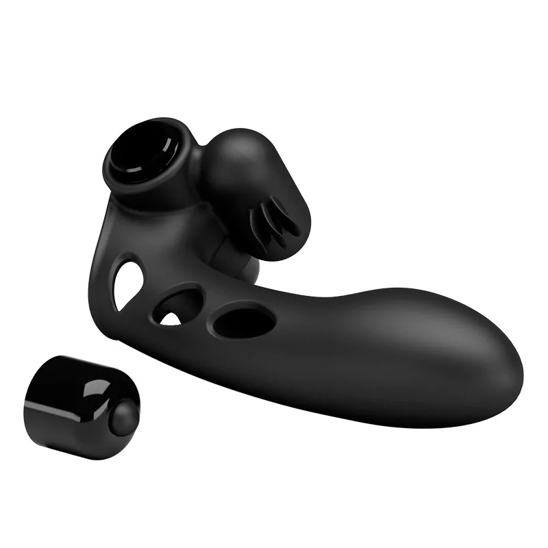 Black and purple silicone finger vibrator sleeve display